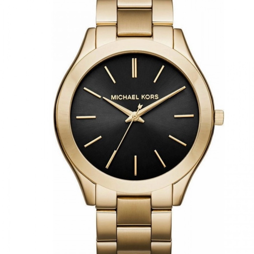 Michael Kors Black Dial Gold Bracelet Watch
